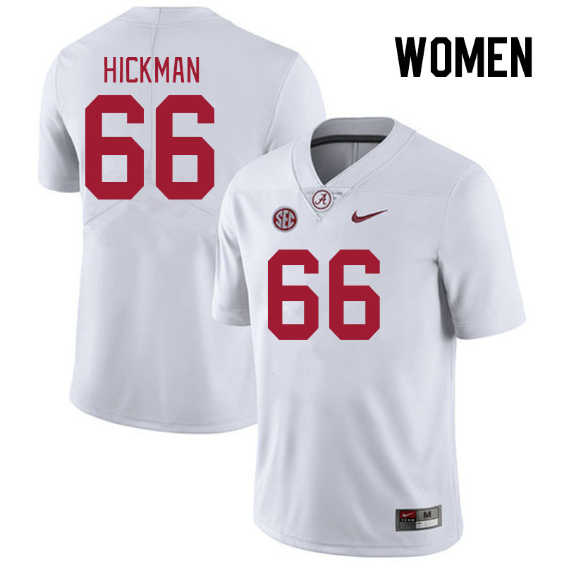 Women #66 Baker Hickman Alabama Crimson Tide College Footabll Jerseys Stitched Sale-White